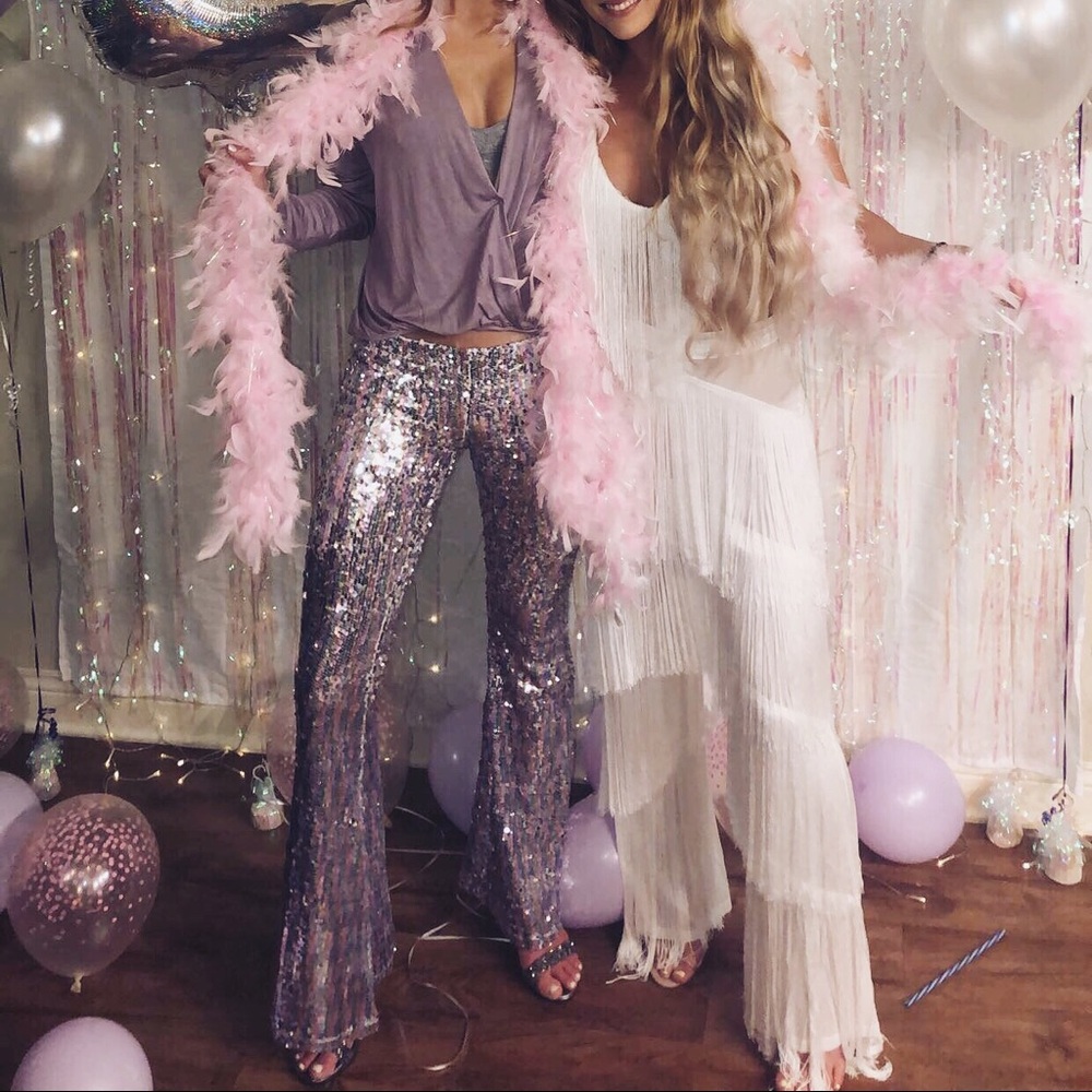 Sequined flare pants